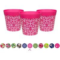 Hum Flowerpots Macetas- Juego de 3 de plástico Rosa Maroc- macetas Coloridas para Interiores y Exteriores- 15 cm x 15 cm…